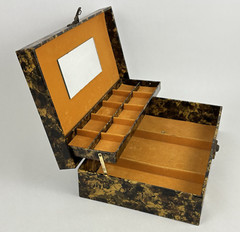 Vintage Mele Tiered Jewelry Box Retro Print 60’s 70’s Marbled Tortoise