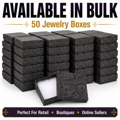 50 Elegant Swirl Cotton Filled Jewelry Gift Boxes 3.5″ x 3.5″ x 1″