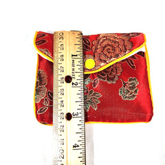 Oriental style red zippered gift, jewelry pouches lot of 4. USA seller!