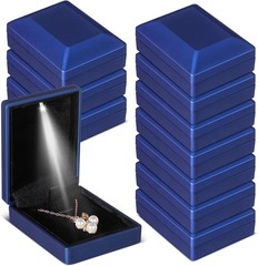 10 Pcs LED Pendant Boxes Lighted Necklace Gift Box Velvet Necklace Case Jewelry