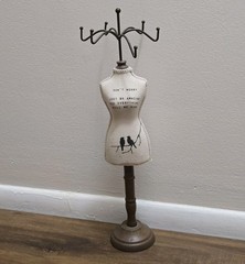 VTG Jewelry Organizer Mannequin Fashion Designer Display 15.5″H Wood Base