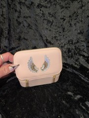 Pink Zip-Around Faux Leather Travel Jewelry Case Velvet Lined Holds 6 Rings