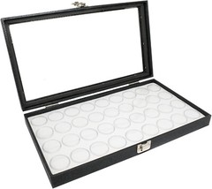 Novel Box Glass Top Black Jewelry Gemstone Display Case With Gem Jar Tray Insert
