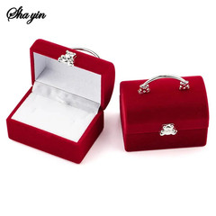 1 Piece Small Jewelry Box Velvet Wedding Ring Box Necklace Display Box Cute Bear