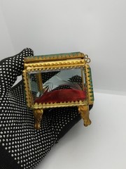 Retro Old Jewelry Box Soviet Vintage Bevelled Glass Crystal USSR 60s Rococo