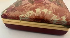 Vintage Vinyl Hard Case Clamshell Abstract Floral Pattern Jewelry Box MCM