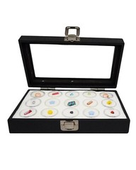 Novel Box Glass Top Black Jewelry Gemstone Display Case With Gem Jar Tray Insert