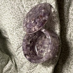 Amethyst Stone Round Jewelry Box Trinket Box with Lid for Jewelry