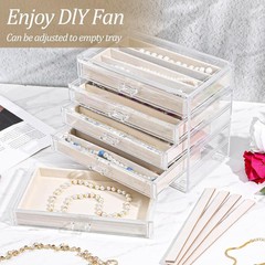 kenaeooe 5 Drawer Acrylic Necklace Holder Organizer, Clear Transparent