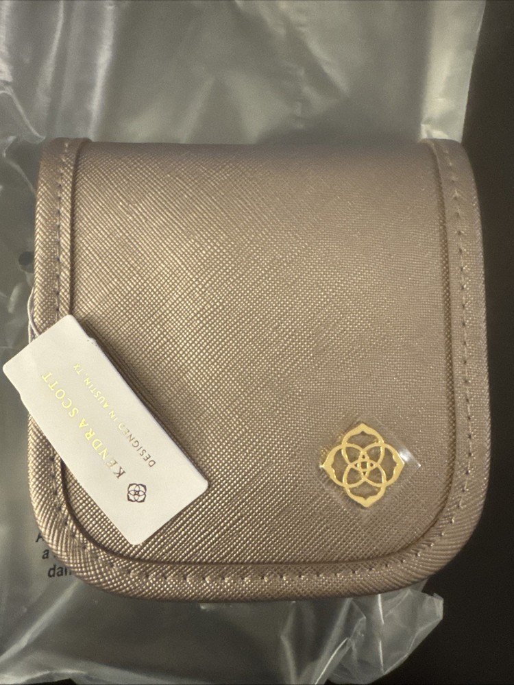 Kendra Scott Travel Jewelry Wallet Zip Pouch Brown Tone With Gold Zip NWT