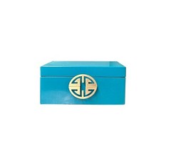 Small Oriental Round Hardware Turquoise blue Rectangular Container Box ws3835A