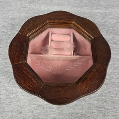 Vintage Octagon Stain Glass Wooden Jewelry Box Trinket Keepsake 7.5 Inch