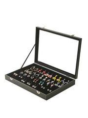 Earring Organizer Tray , Black Velvet Earring Jewelry Display Storage Tray Ca…