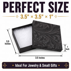 50 Elegant Swirl Cotton Filled Jewelry Gift Boxes 3.5″ x 3.5″ x 1″