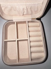 Pink Faux Leather Zip-Around Travel Jewelry Case, Velvet Lined