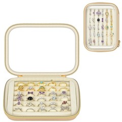 PAIYULE Ring Organizer Box with Clear Top for 30+ Pcs, 6-Row Velvet Rose Glod