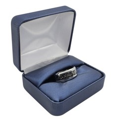 12 Pieces Blue Leatherette Wide Ring Box Gift Packaging