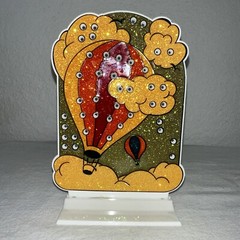 FANTASTIC PLASTICS INC 80’s Earring Tree Starry Sky Hot Air Balloon USA MADE