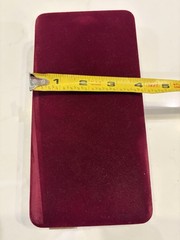 Vintage Burgundy Velvet Lined Jewelry Box Case Rectangle 8in w/3 Pouches Ring