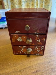 Vintage 5” Tall 3 3/4” Wide 3 Drawer Mirrored Jewelry Box