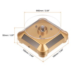 Solar Display Stand Turntable 360°Rotating Double Use LED Light ABS Gold Tone