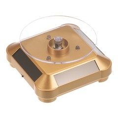 Solar Display Stand Turntable 360°Rotating Double Use LED Light ABS Gold Tone