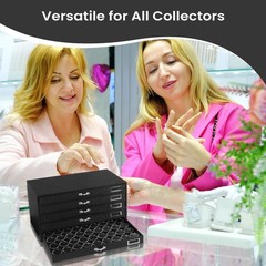 Novel Box 5 Drawer Black Jewelry Display 15.12X8.37X7.62 + Medium 36 Gems Jars