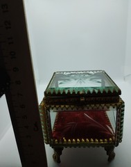 Retro Old Jewelry Box Soviet Vintage Bevelled Glass Crystal USSR 60s Rococo