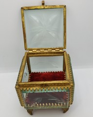 Retro Old Jewelry Box Soviet Vintage Bevelled Glass Crystal USSR 60s Rococo