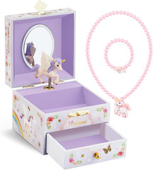 RR round RICH DESIGN Kids Musical Jewelry Box for Girls with Drawer and Jewelry