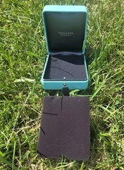 TIFFANY & CO : BLUE GIFT BOX FOR NECKLACE OR BRACELET EARRINGS 4.75 in x 3.75 in