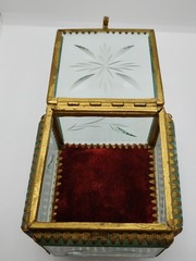 Retro Old Jewelry Box Soviet Vintage Bevelled Glass Crystal USSR 60s Rococo