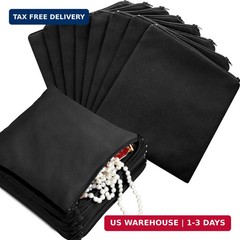 Sanwuta 8 Pcs Zippered Silver Storage Bags Anti Tarnish Silver Pouches Keeper Je