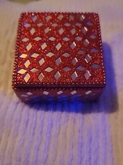 Handcrafted Trinket mini solid bead Tresure Box India Red Sparkling