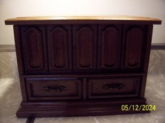 Large Vintage Wooden 70s Jewelry Box One Drawer