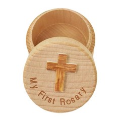 My First Rosary Case Centerpiece Wedding Party Necklace Wooden Jewelry Box