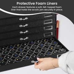 Novel Box 5 Drawer Black Jewelry Display 15.12X8.37X7.62 + Medium 36 Gems Jars