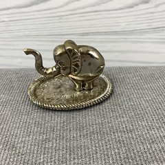 Vintage Elephant Ring Holder Jewlery Holder Gold/Silver Color Metal Trunk Up