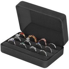 Velet Jewelry Ring Storage Box for Multiple Rings (Black)
