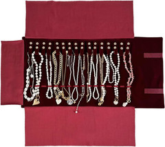 Bolsa organizadora de viaje para joyas terciopelo para collares bandas elasticas