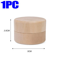 2-8pcs Mini Round Wooden Box Wedding Ring Jewelry Wood Storage DIY Container NEW