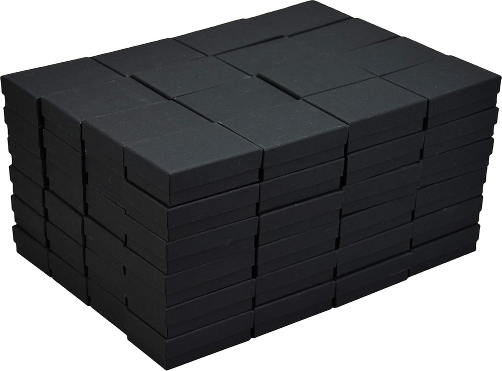 Matte Black Cotton Filled Jewelry Box #32 (Case of 100) 3.125 Inches X 2.125 Inc