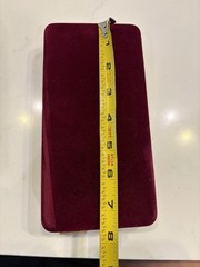 Vintage Burgundy Velvet Lined Jewelry Box Case Rectangle 8in w/3 Pouches Ring