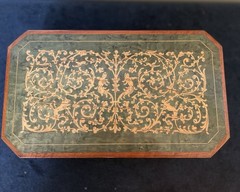 Italian Green Marquetry Rectangular Jewelry Box Swiss Reuge Musical Box