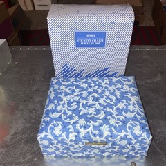 Vintage 1989 AVON Country Charm Jewelry Box – Blue Padded Fabric – NEW IN BOX