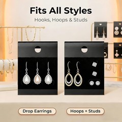 100Pcs 1.8 x 2 inch Black Velvet Plastic Hanging Earring Cards Earring Earrin…