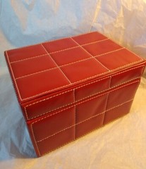 Quilted Jewelry Trinket Storage Box Red Faux Leather And Travel Case