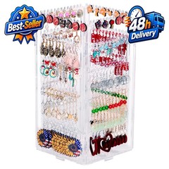 17Dec 360° Rotating Earring Holder Organizer Stand – 5 Tiers Acrylic Storage