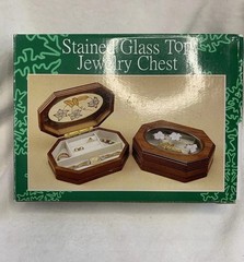 Powell Stained Glass Hexagon Jewelry Box New In Box