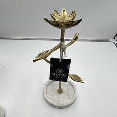 MaaVari Home Marble Jewelry Holder Gold Flower Tree Ring Necklace Stand NWT